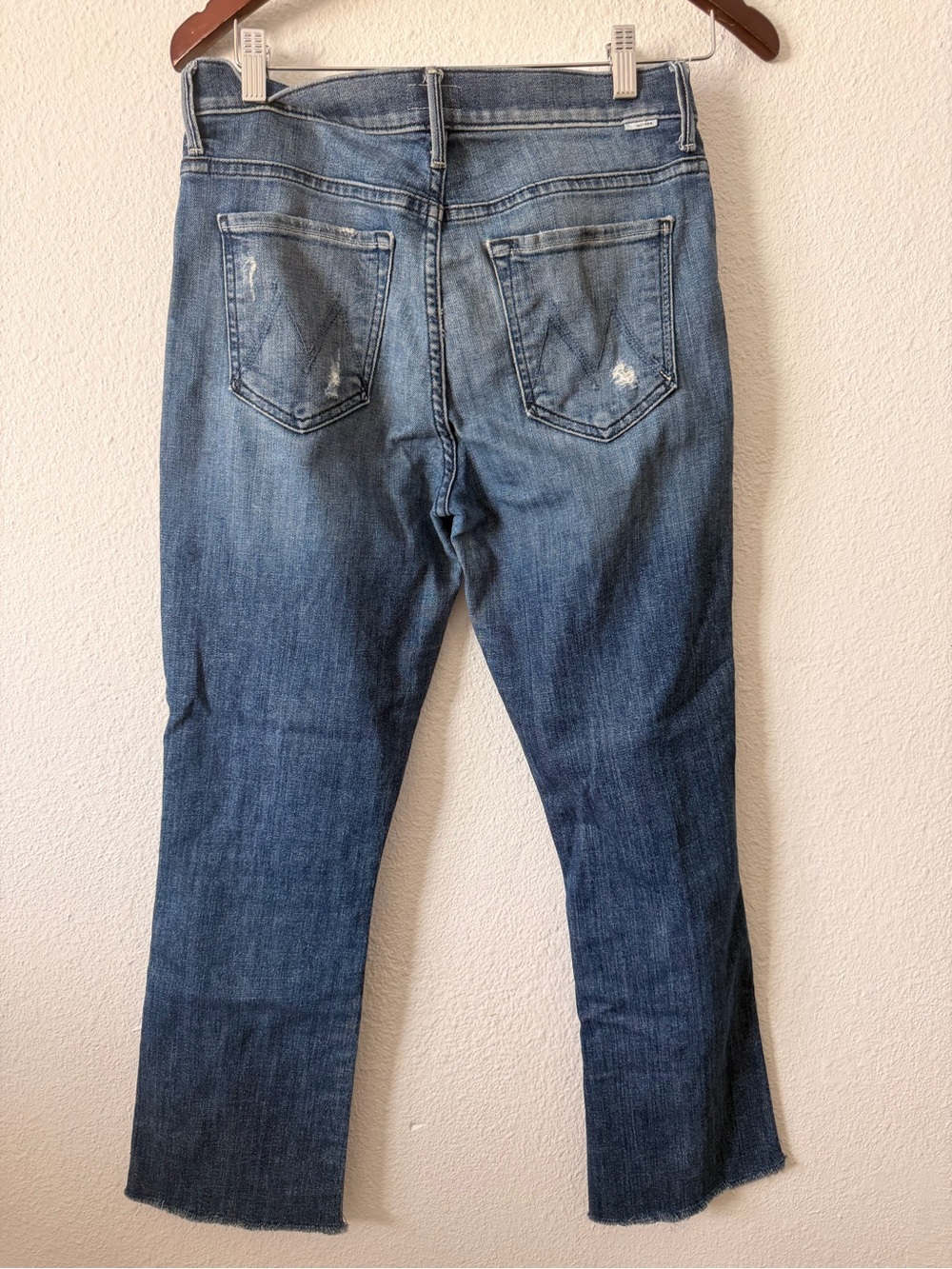 MOTHER Distressed High-Rise Straight Crop Jeans in Medium Blue Wash - Picture 3 of 16